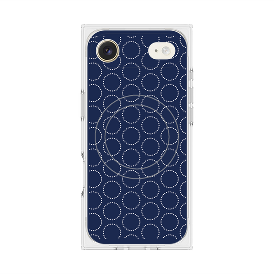 プレミアムスクエアケース with MagSafe［ Dot Circle - Navy ］