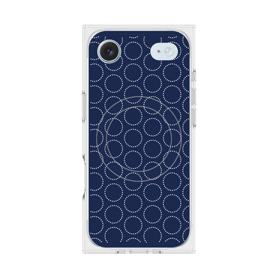 プレミアムスクエアケース with MagSafe［ Dot Circle - Navy ］
