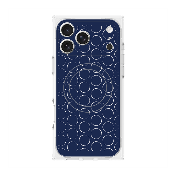 プレミアムスクエアケース with MagSafe［ Dot Circle - Navy ］