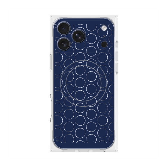 プレミアムスクエアケース with MagSafe［ Dot Circle - Navy ］