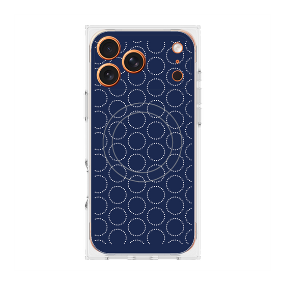 プレミアムスクエアケース with MagSafe［ Dot Circle - Navy ］