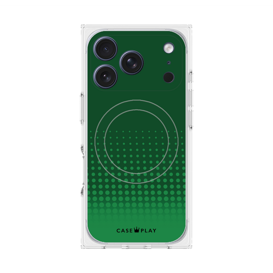 プレミアムスクエアケース with MagSafe［ Dot Gradation - Green ］