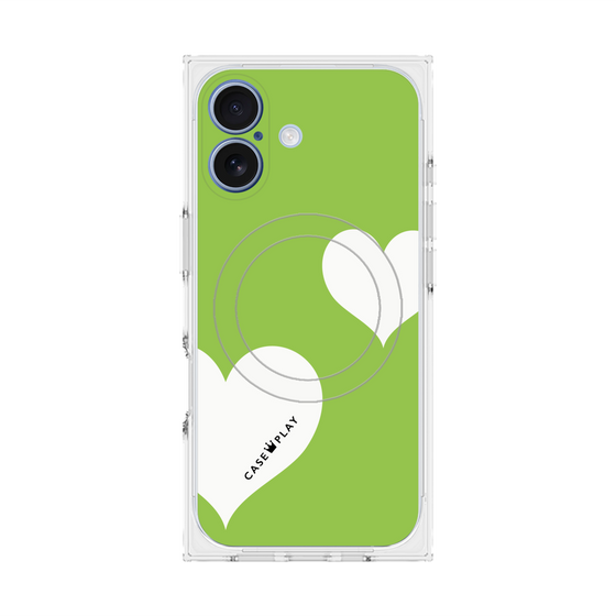 プレミアムスクエアケース with MagSafe［ Two Hearts - Green ］