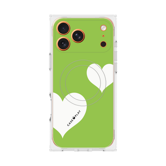プレミアムスクエアケース with MagSafe［ Two Hearts - Green ］