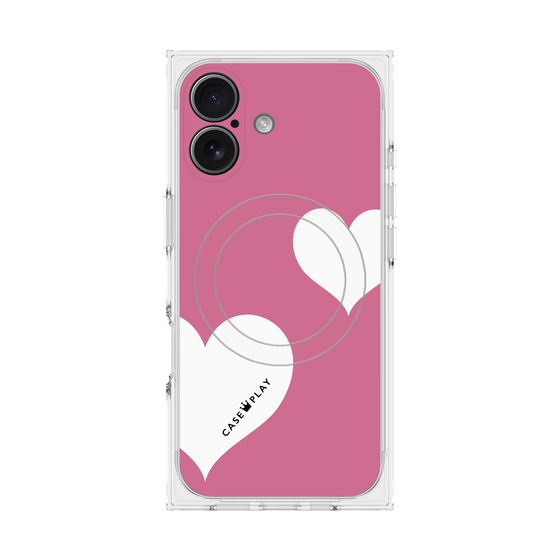 プレミアムスクエアケース with MagSafe［ Two Hearts - Pink ］