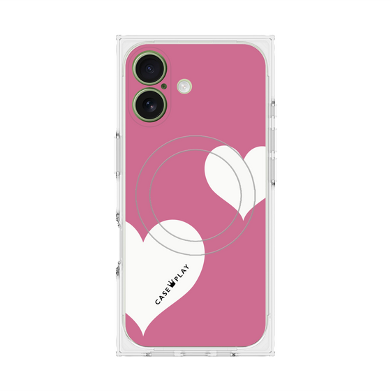 プレミアムスクエアケース with MagSafe［ Two Hearts - Pink ］