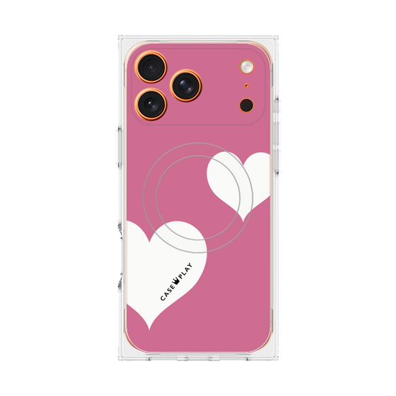 プレミアムスクエアケース with MagSafe［ Two Hearts - Pink ］