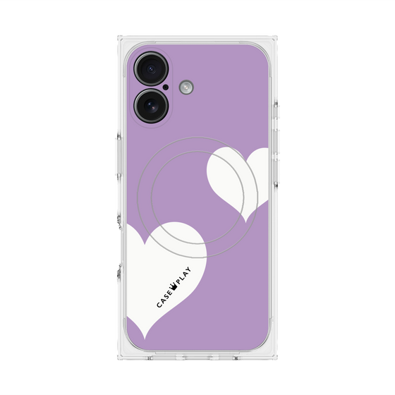 プレミアムスクエアケース with MagSafe［ Two Hearts - Purple ］