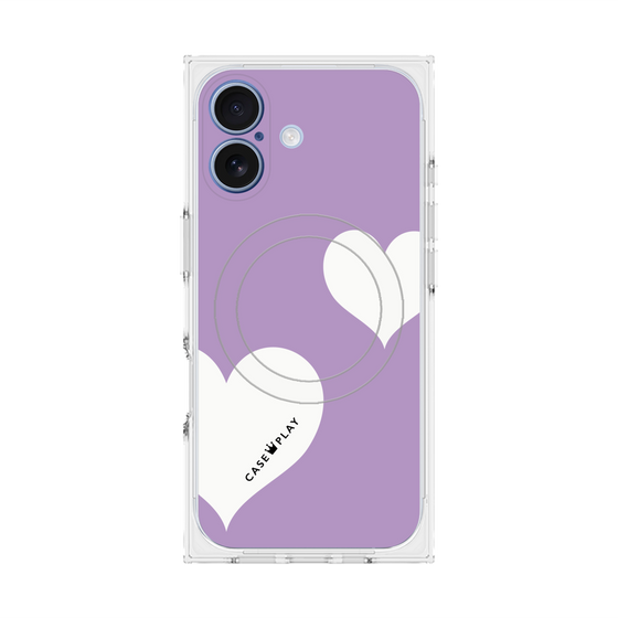 プレミアムスクエアケース with MagSafe［ Two Hearts - Purple ］
