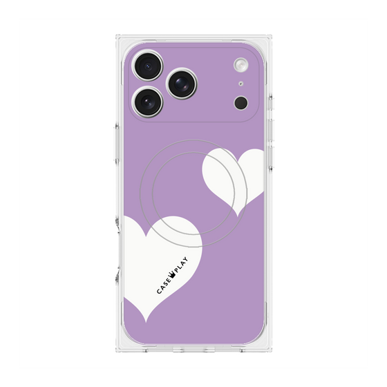 プレミアムスクエアケース with MagSafe［ Two Hearts - Purple ］
