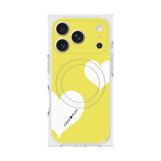 プレミアムスクエアケース with MagSafe［ Two Hearts - Yellow ］