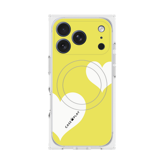プレミアムスクエアケース with MagSafe［ Two Hearts - Yellow ］