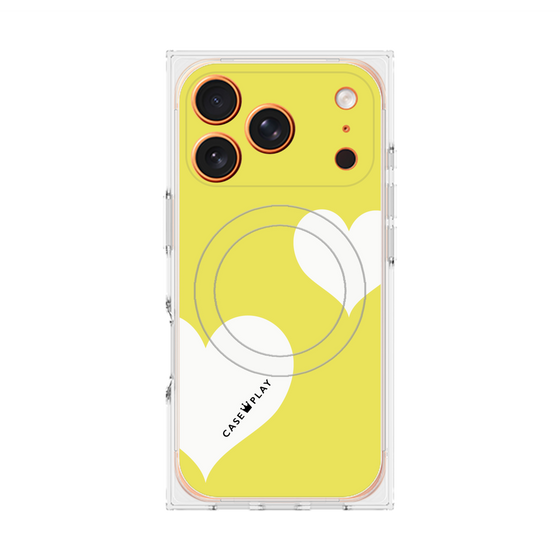 プレミアムスクエアケース with MagSafe［ Two Hearts - Yellow ］