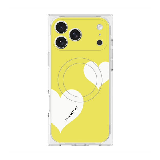 プレミアムスクエアケース with MagSafe［ Two Hearts - Yellow ］