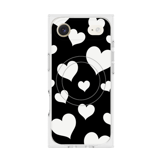 プレミアムスクエアケース with MagSafe［ Dot Hearts - Black ］