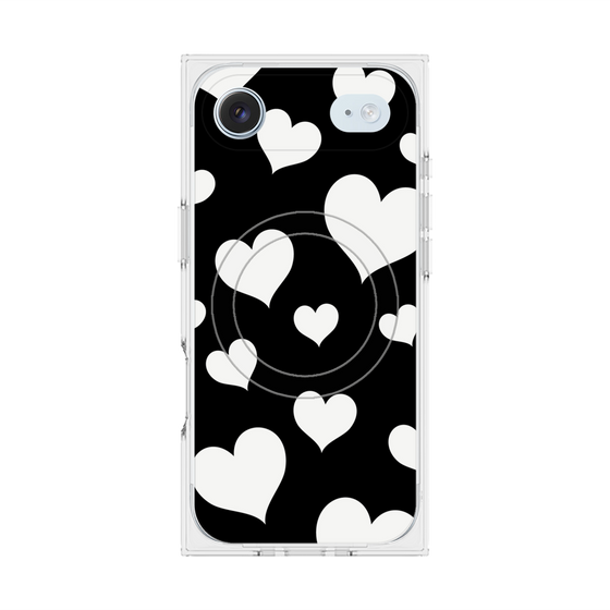 プレミアムスクエアケース with MagSafe［ Dot Hearts - Black ］