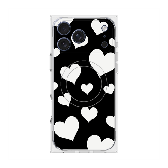 プレミアムスクエアケース with MagSafe［ Dot Hearts - Black ］