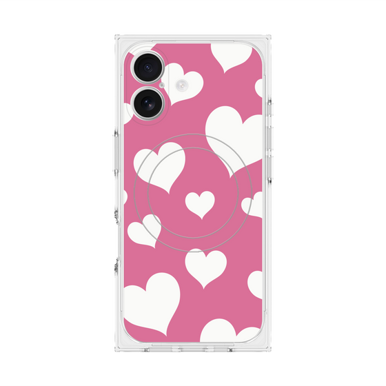 プレミアムスクエアケース with MagSafe［ Dot Hearts - Pink ］