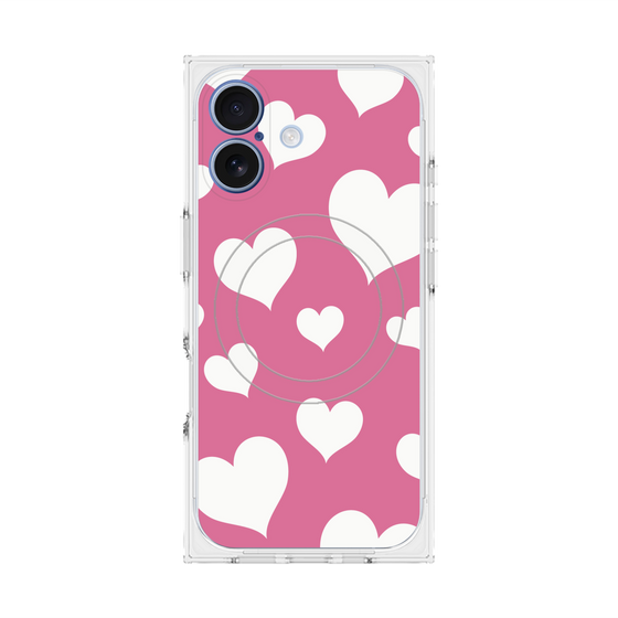 プレミアムスクエアケース with MagSafe［ Dot Hearts - Pink ］