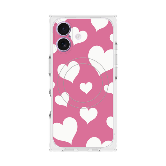 プレミアムスクエアケース with MagSafe［ Dot Hearts - Pink ］