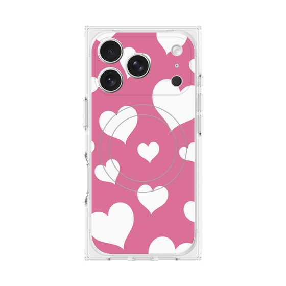 プレミアムスクエアケース with MagSafe［ Dot Hearts - Pink ］