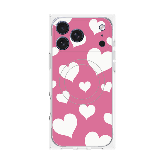プレミアムスクエアケース with MagSafe［ Dot Hearts - Pink ］