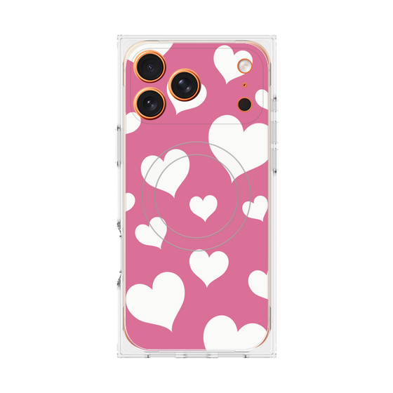 プレミアムスクエアケース with MagSafe［ Dot Hearts - Pink ］