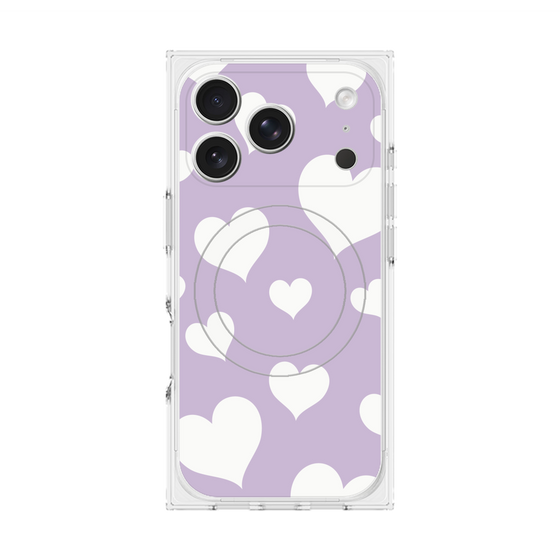 プレミアムスクエアケース with MagSafe［ Dot Hearts - Purple ］