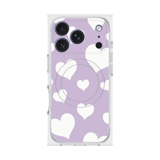 プレミアムスクエアケース with MagSafe［ Dot Hearts - Purple ］
