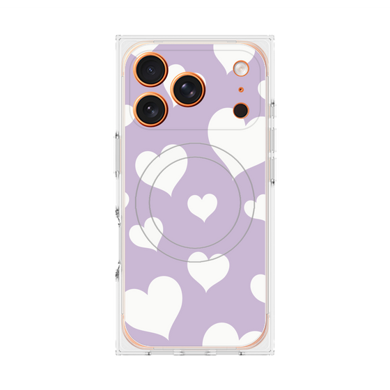 プレミアムスクエアケース with MagSafe［ Dot Hearts - Purple ］