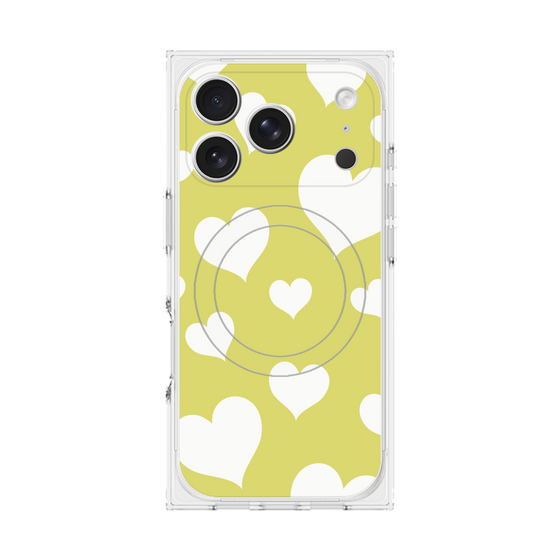 プレミアムスクエアケース with MagSafe［ Dot Hearts - Yellow ］
