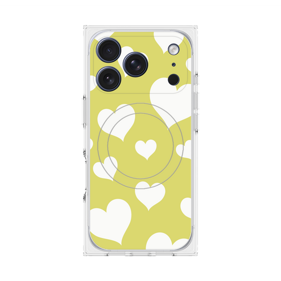 プレミアムスクエアケース with MagSafe［ Dot Hearts - Yellow ］