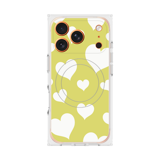 プレミアムスクエアケース with MagSafe［ Dot Hearts - Yellow ］