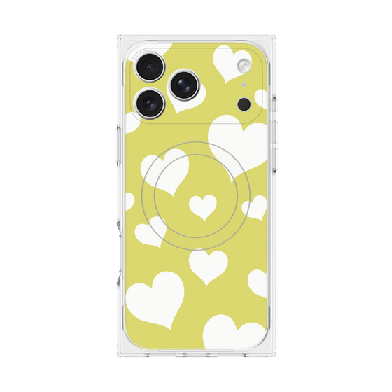 プレミアムスクエアケース with MagSafe［ Dot Hearts - Yellow ］