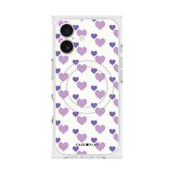プレミアムスクエアケース with MagSafe［ Stripe Hearts - Purple ］