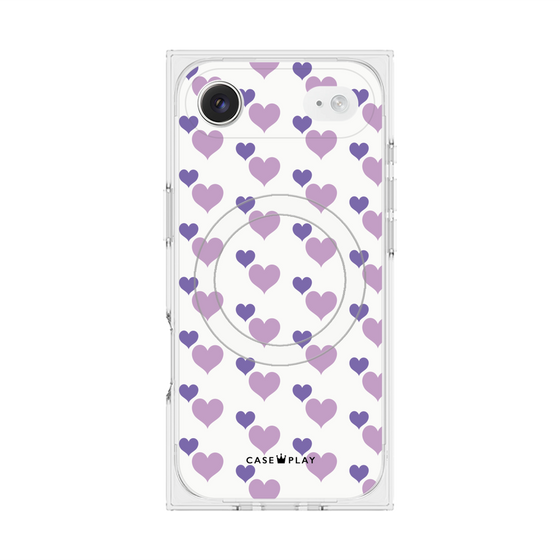 プレミアムスクエアケース with MagSafe［ Stripe Hearts - Purple ］