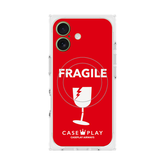 プレミアムスクエアケース with MagSafe［ FRAGILE - Red ］
