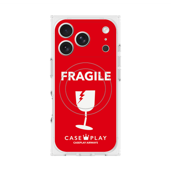 プレミアムスクエアケース with MagSafe［ FRAGILE - Red ］