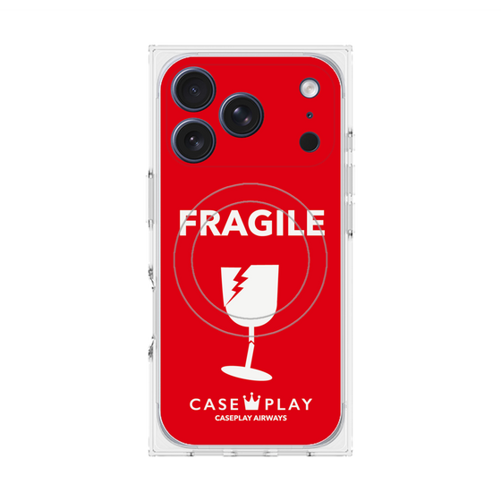 プレミアムスクエアケース with MagSafe［ FRAGILE - Red ］