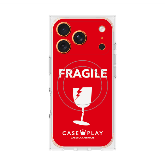 プレミアムスクエアケース with MagSafe［ FRAGILE - Red ］