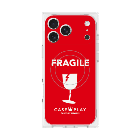 プレミアムスクエアケース with MagSafe［ FRAGILE - Red ］