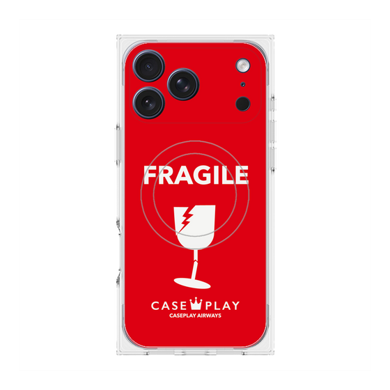 プレミアムスクエアケース with MagSafe［ FRAGILE - Red ］