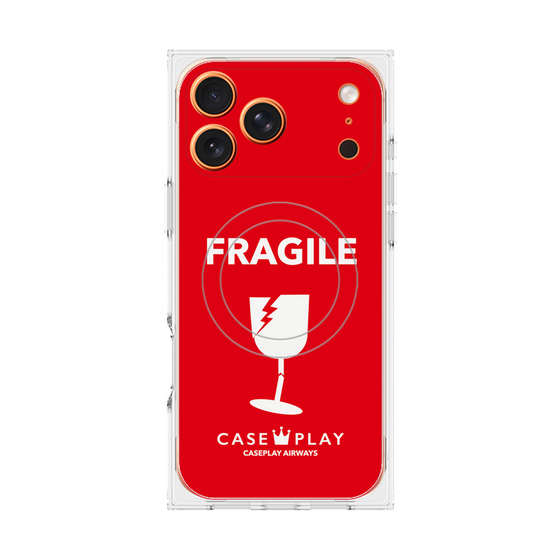 プレミアムスクエアケース with MagSafe［ FRAGILE - Red ］