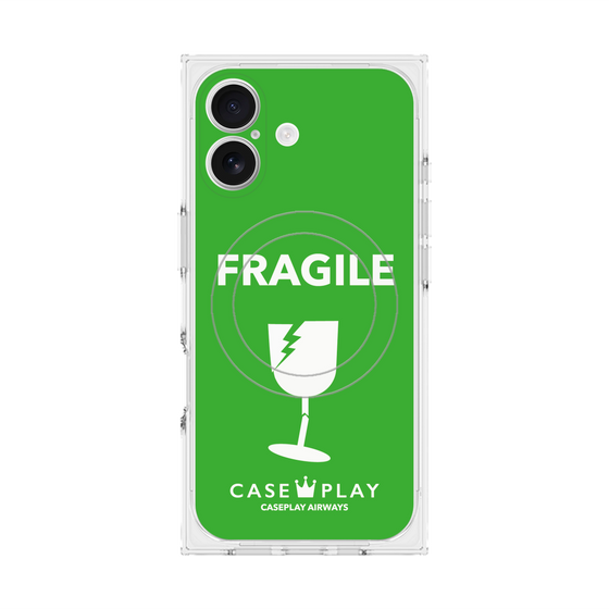 プレミアムスクエアケース with MagSafe［ FRAGILE - Green ］