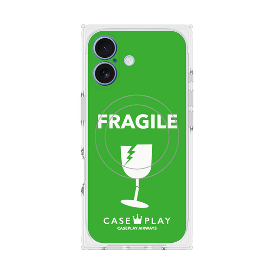 プレミアムスクエアケース with MagSafe［ FRAGILE - Green ］