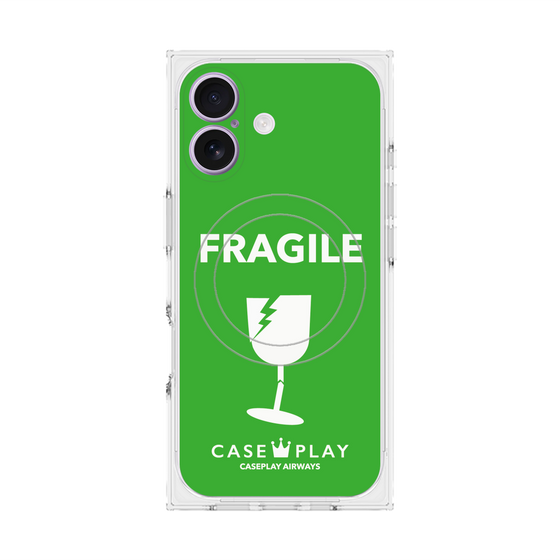 プレミアムスクエアケース with MagSafe［ FRAGILE - Green ］