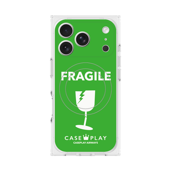 プレミアムスクエアケース with MagSafe［ FRAGILE - Green ］