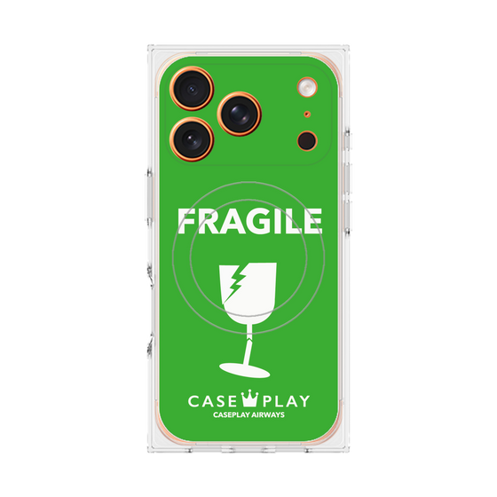 プレミアムスクエアケース with MagSafe［ FRAGILE - Green ］