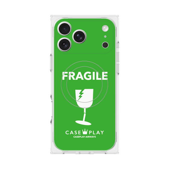 プレミアムスクエアケース with MagSafe［ FRAGILE - Green ］