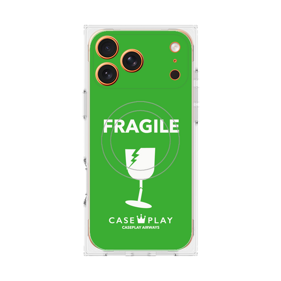 プレミアムスクエアケース with MagSafe［ FRAGILE - Green ］